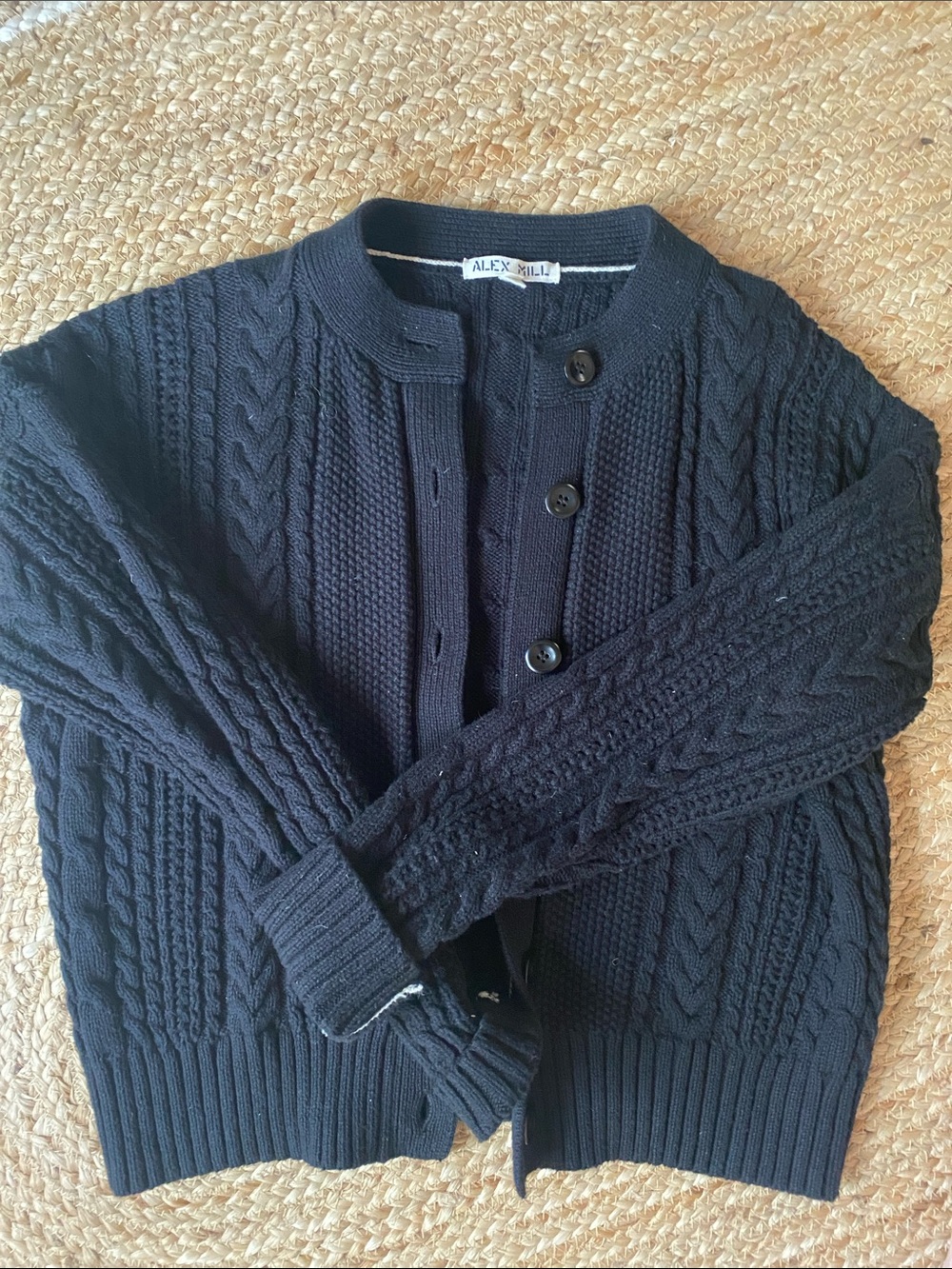 Alex Mill Womens Dark Navy Cable Knit Button Cardigan, size small